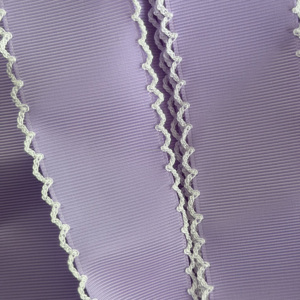 OKAY Hot Selling 1.5 Inch 38mm Lilac Ribbed Fabric With White <strong>Ric</strong> <strong>Rac</strong> Crochet Edge <strong>Trim</strong> ,Moonstitch Edge Grosgrain Ribbon - Product Image 1