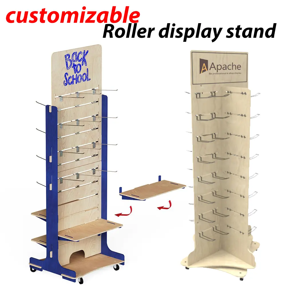 Houten Display Hot Selling Moderne Houten Wijn Display Plank Vloerstandaard En Rek Aangepaste Logo 'S Voor Winkel Display Stands