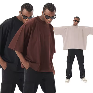 LOGO personalizzato all'ingrosso taglie forti t-Shirt da uomo in tinta unita 300gsm hearweight cotone DTG Streetwear ragazzi camicia corta t-Shirt da uomo - Product Image 4