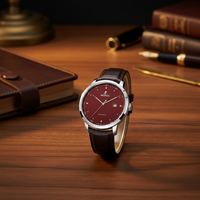 Montre automatique pour homme AKIRES Fashion Classic PT5000, mouvement visible, bracelet en cuir, cadran analogique, luxe, affaires