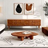Meuble TV vintage en bois de noyer réglable et mobile pour salon – Meuble TV moderne avec armoire