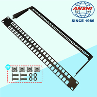 Panel Patch Jaringan 19 Inch 1U 48 Port STP Tanpa Kabel, Hitam, SPCC+ABS Plastik, Tanpa Pelindung, Rak Mount