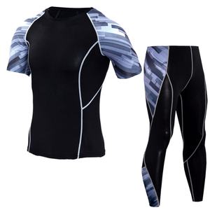 Conjunto Deportivo de Secado Rápido, 2 Piezas, Pantalones Cortos Acolchados, Leggings de Cintura Alta para Hombre, Camiseta de Compresión para Gimnasio - Product Image 1