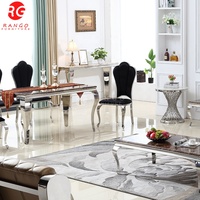 Ensemble de table à manger en verre de luxe moderne, table à manger Tulip, ensembles de salle à manger avec 14 chaises