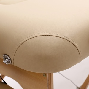 <b>Portable</b> Folding Wooden Massage Table Adjustable Leg Spa <b>Bed</b> Upholstered Treatment Couch for Salon - Product Image 4