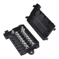 Boîtier de distribution de puissance 7 voies multi-MIDI 12V avec couvercle, 8 fusibles, 1 entrée 7 sorties, support de fusibles AMI / MIDI