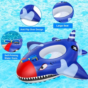 PVC Inflatable <b>Shark</b> Seat Ring 40 Inch with Water Squirt Gun Safety Seat for Kids Playing Pool <b>Toy</b> Games - Product Image 5