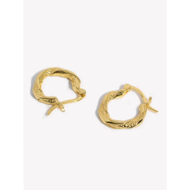 Hot selling sterling silver 925 wholesale 18k gold plated hypoallergenic chunky twist rope hoop earrings for women