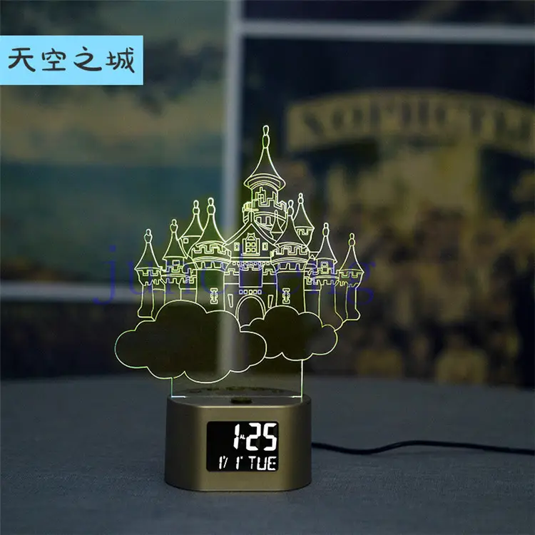 DIY customize cut engrave carve marble Calendar With acrylic Clock night light Christmas Home Decor Acrylic LED Lamp Light