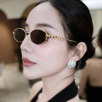 Lunettes de soleil vintage unisexe de luxe à monture ovale en métal, nouveau design, protection UV400, élégantes et décoratives pour fêtes et activités de plein air – Offre Spéciale