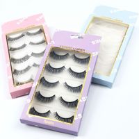 Sans cils Emballage de 5 paires de cils personnalisables Boîte en papier cartonné blanc coloré
