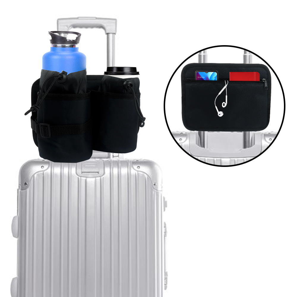 Luggage Travel Cup Holder Durable Free Hand Travel Luggage Drink Bag Travel Cup Holder Storage Bag Fits All Suitcase Handles