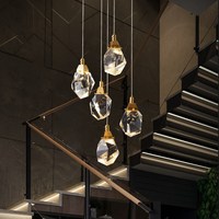 Nouveau design d'éclairage pour restaurant, lustre en cristal à base de cuivre et de laiton, lampes suspendues pour salon et salle à manger