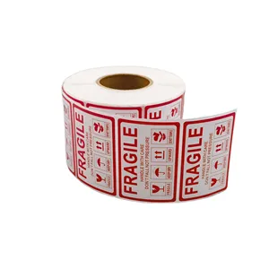 Custom Printing 60mm*40mm 100 labels/roll Fragile Handle with Care Warning Sticker for Packing Thank you Shipping Fragile labels