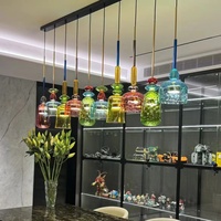 Nouveau design italien moderne, lustre suspendu minimaliste en verre, grand lustre en verre de luxe pour hall d'hôtel, salon