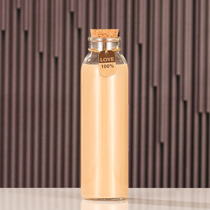Botella de Vidrio para Bebidas al por Mayor con Tapa de Corcho/Aluminio/Acero Inoxidable, 200-500 ml, Botella Transparente para Té con Leche, Jugo - Product Image 3