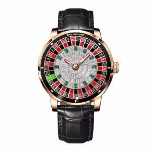 핀두 최고 브랜드 럭셔리 크리스탈 다이아몬드 시계 다이아몬드 도박 디스크 회전 남성 시계 기계식 룰렛 시계