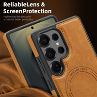 Étui magnétique en cuir premium avec logo personnalisé pour Samsung S24 S25 S26 Ultra, design antichoc, test de chute sans dommages, très prisé sur le marché américain