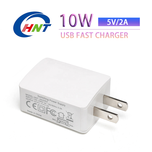 HNT ODM/OEM 10W 5V/2A QC3.0 Fireproof Single USB EU/US Plug Wall Charger Travel & Power Adapter for Mobile Phone