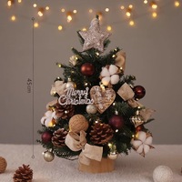 Sapin de Noël de bureau en plastique léger avec lumières LED réglables, design exquis, ambiance romantique, décoration intérieure