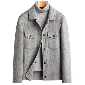 Manteau en laine rayé double face pour <span class=keywords><strong>homme</strong></span>, chaud et épais, en nylon décontracté - Product Image 1