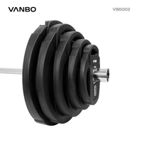 VANBO ARK Sport Factory Grosir Pelat Beban Tri Grip Hitam Berlapis Uretan dengan LOGO Kustom, Bahan CPU+Iron, untuk Gym 2.5-25KG