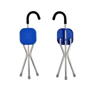 Donghan Stainless Steel Walking Stick <b>Stool</b> <b>Folding</b> Cane Chair Portable For Elderly Assistive Device - Product Image 1