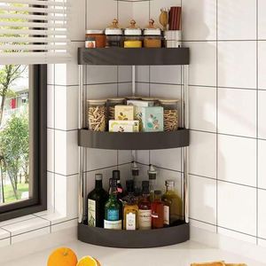 Modern Multifunction Stainless Steel Durable Sustainable Double Tier Standing Type <b>Corner</b> <b>Bracket</b> Kitchen Use Storage Rack - Product Image 3