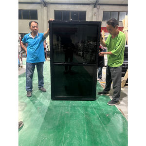 Fenêtre à guillotine simple en vinyle, style américain, profil PVC, double vitrage, pour maisons modernes noires, sur mesure - Product Image 1