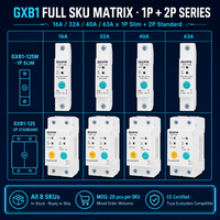GXPR GXB1-63M Tuya WiFi Smart MCB 1P 2P 63A Ewelink Remote Control Circuit Breaker Mendukung Alexa Google Home