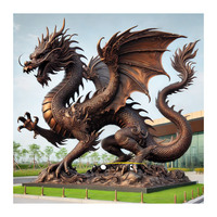 Dragon avec boule de cristal Fontaine d'eau Grande statue de dragon en bronze Sculpture de dragon en laiton coulée en métal personnalisée pour décoration