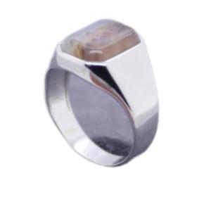 Personnaliser Gemstone Wide Cuban Curb Link Chain Brown <strong>Tiger</strong> <strong>Eye</strong> Green Malachite Onyx Rectangle Signet <strong>Ring</strong> - Product Image 4