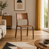 Chaise de salle à manger en bois massif MULIGNA, dossier en bois avec découpe, design ouvert, pour cuisine, restaurant, café, style nordique, chaise d'appoint pour la maison