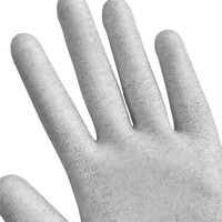 Guantes de Protección de Fibra de Carbono ESD para Cuarto Limpio Electrónico, Recubiertos de PU Blanco Antiestático de Alta Sensibilidad, Calibre 15