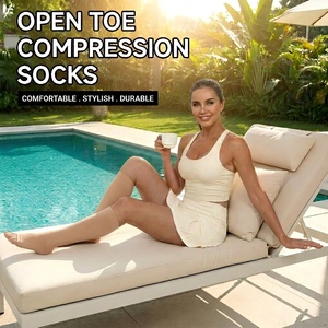 <span class=keywords><strong>Chaussettes</strong></span> de compression à bout ouvert couleur kaki, soutien gradué pour femmes et hommes, sans orteils, hauteur genou, pour infirmières, varices et œdèmes - Product Image 6
