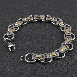 Nuevo Diseño, Cadena Bizantina de Acero Inoxidable Chapada en Oro de Dos Tonos para Hombre, Pulsera Punk, Collar, Joyería - Product Image 5