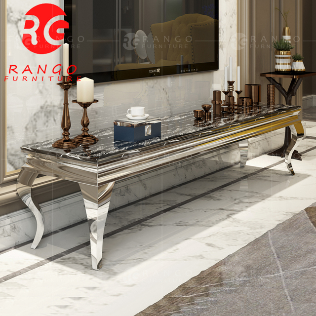 Marble Top Tv Unit Stainless Steel Base Jazz White Marble Tv Stand