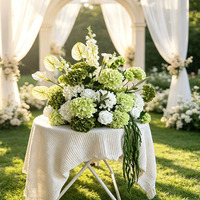 Arrangement floral artificiel K89 blanc et vert, calla, anthurium, hortensia, rose, centre de table pour la décoration de jardin, de fête ou d'événement