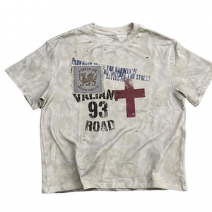 Camiseta Vintage para Hombre, Estilo Urbano, Desgastada, con Estampado Gráfico, Algodón Lavado, Hip Hop, Talla Grande, Personalizada, Unisex - Product Image 1