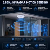 Sakelar Sensor Gerak Microwave 360 Derajat untuk Pemasangan di Langit-langit, Detektor Radar HF 5.8GHz 220-240V 1200W untuk Pencahayaan Dalam Ruangan Pintar