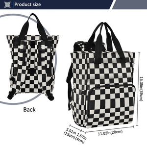 Bolsa de Pañales de Alta Calidad con Estampado Personalizado a Cuadros Blancos y Negros, Mochila de Maternidad para Pañales de Bebé - Product Image 3