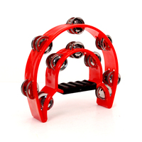 Wholesale OEM Custom Logo Double Row Moon Tambourine, ABS Plastic Hand Held Percussion Bell for KTV Party Kids Music Teaching