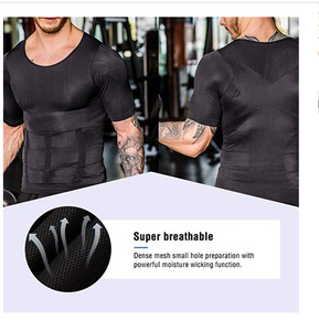 <span class=keywords><strong>T</strong></span>-<span class=keywords><strong>Shirt</strong></span> Amincissant et Correcteur de <span class=keywords><strong>Posture</strong></span> pour Hommes, Gaine Ventre Plat, Corset de Compression Brûle-Graisse Abdominal - Product Image 4