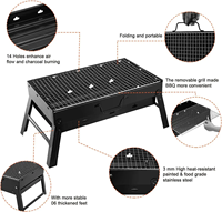 Barbecue à charbon de bois portable et pliable, barbecue de table en acier pour la cuisine, le camping, les pique-niques et la plage