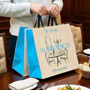 Customized Logo Print Eco-Friendly Biodegradable Recyclable Disposable <b>Coffee</b> Bakery Afternoon Tea <b>Takeaway</b> Kraft Paper Bag - Product Image 2