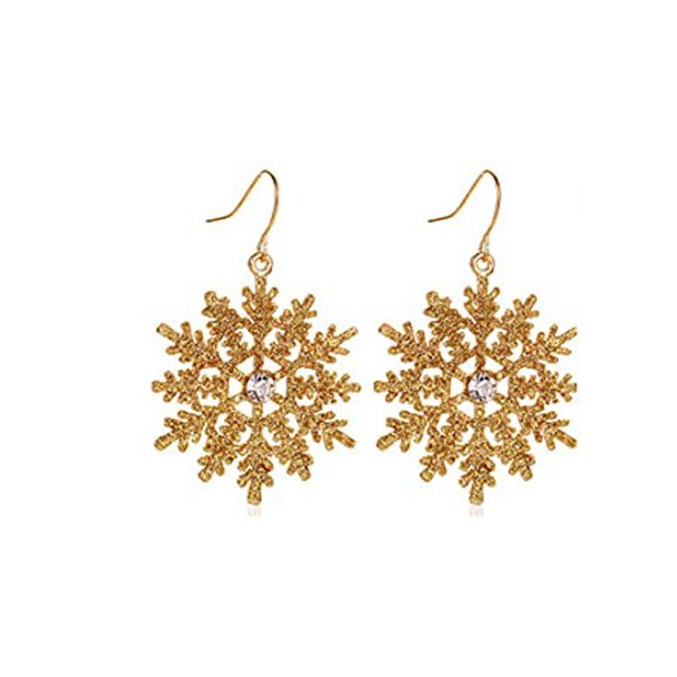 Boucles d'oreilles Noël or gros flocons de neige