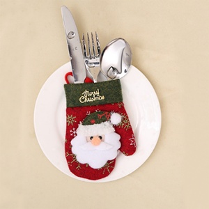 ถุงใส่ช้อนส้อมผ้าลายถุงมือคริสต์มาสสีแดงเขียวตกแต่งบ้านน่ารัก - Product Image 3