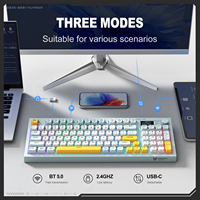 ONIKUMA G80 Keyboard membran, sangat tenang 94 tombol, tiga Mode nirkabel/kabel gigi biru 2.4GHZ PC Laptop kompatibel
