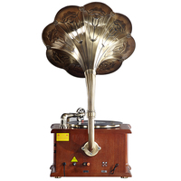 Gramophone vinyle rétro en bois de haute qualité Lecteur de disques CD avec Bluetooth sans fil et connexion AUX Phonographe