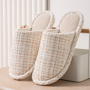 Pantofole in Lino con Design Silenzioso Antiscivolo per Primavera e Autunno, Nuove Ciabatte Morbide in Cotone e Lino per Casa - Product Image 6